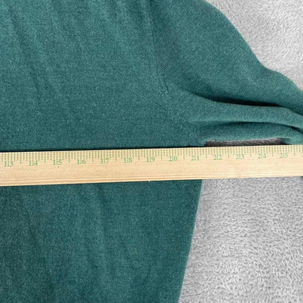 Collars & Co. Sweater Mens Large Green Australian Merino Wool Quarter Zip Knit